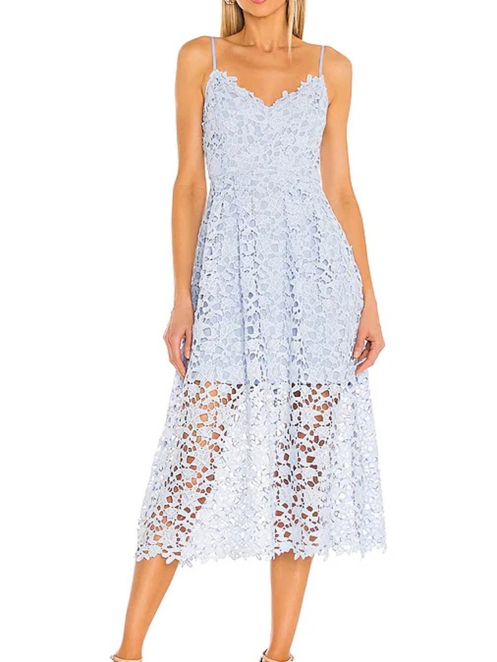 ASTR the Label Lace A Line Midi Dress in Periwinkle